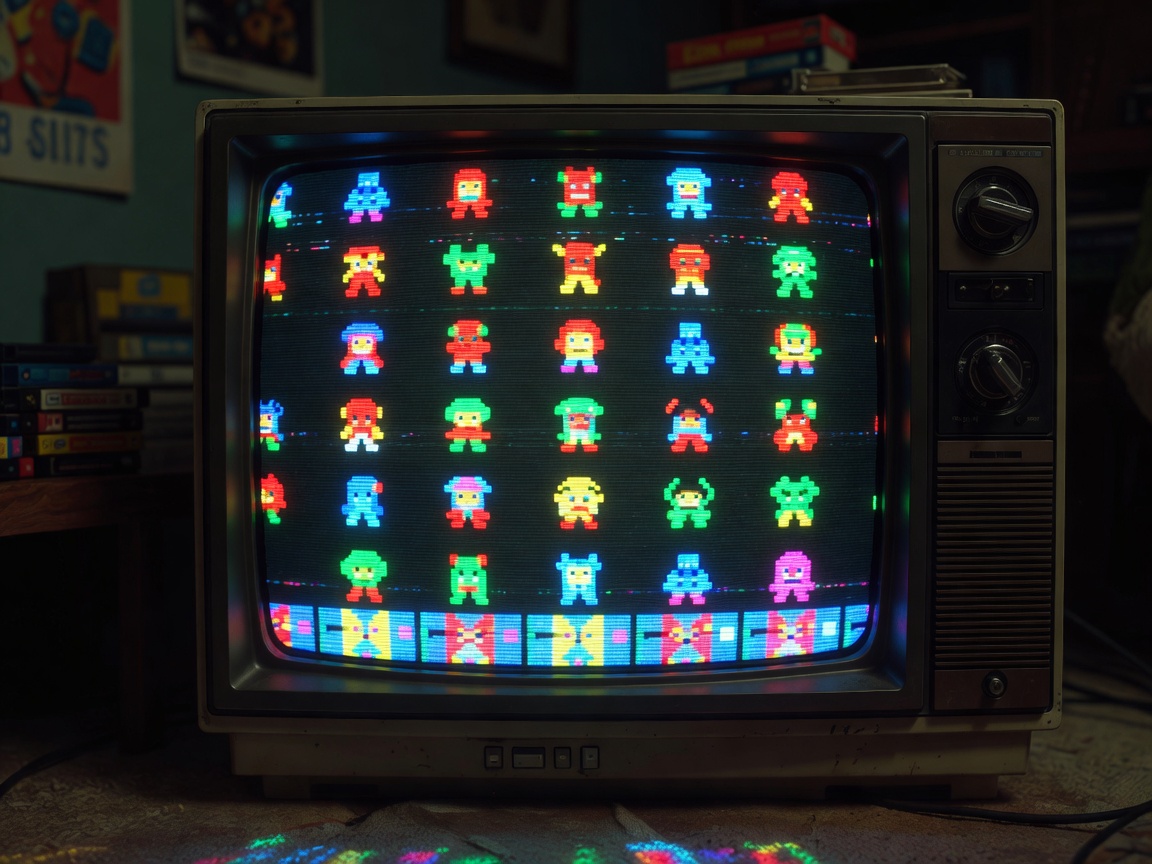 CRT Television Display showing classic video game signal