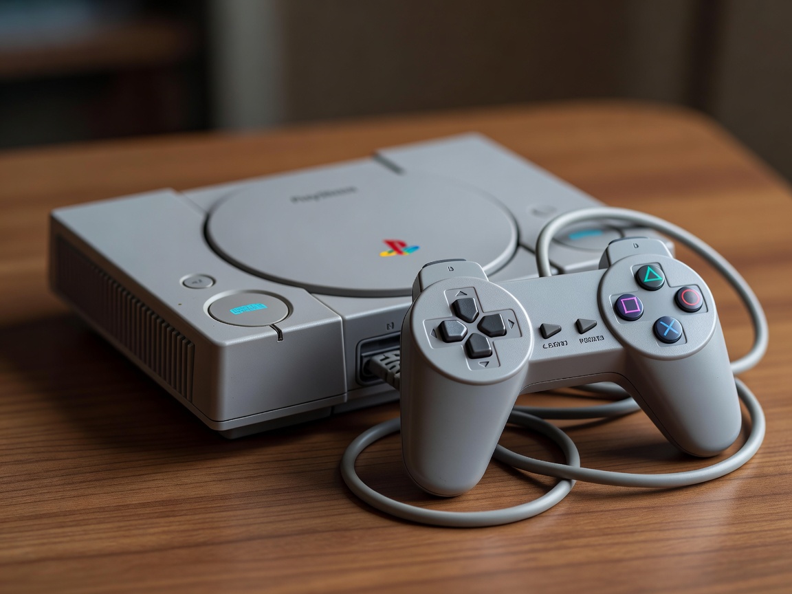 Original Grey PlayStation 1 Console and Retro Controller